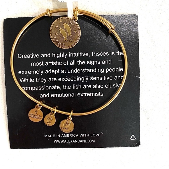 NWT Alex and Ani PISCES Zodiac Russian Gold Astrology Energy Bracelet - Picture 2 of 6